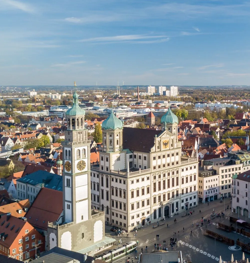 Augsburg Rathausplatz und Steingasse
